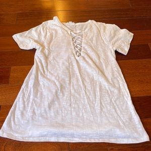 Girls xs lace up white tee